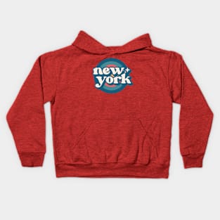 Vintage New York Sunset Seal // Retro City Emblem for New York Kids Hoodie